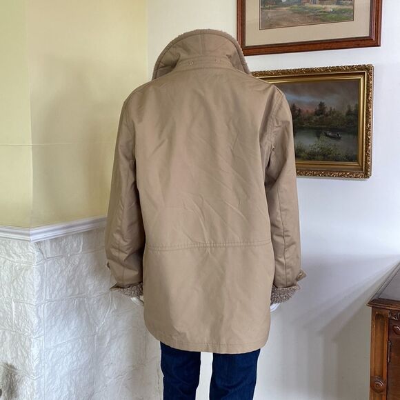 Mighty Mac Out O' Gloucester Beige Faux Shearling Lined Two Way Zip Deck Jacket - Picture 6 of 14